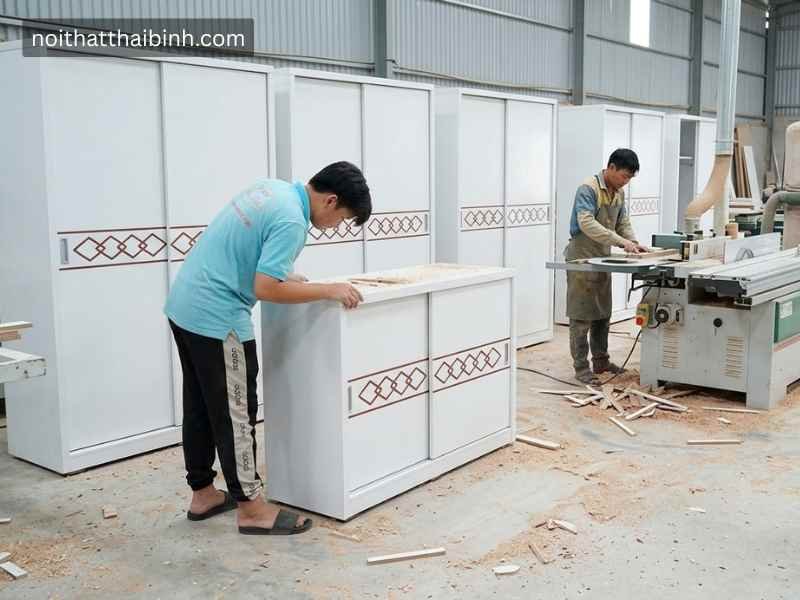 Tủ Quần Áo Cánh Lùa Cao Cấp MDF Lõi Xanh Chống Ẩm Bền Đẹp tại xưởng mộc