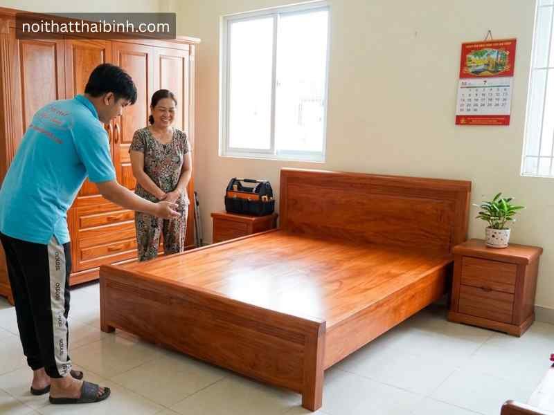Bộ phòng ngủ gỗ tự nhiên vân Đinh Hương Bộ phòng ngủ gỗ tự nhiên vân Đinh Hương