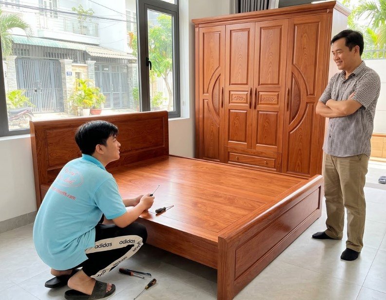 Bộ phòng ngủ gỗ tự nhiên vân Hương Đá MS 2714 Bộ phòng ngủ gỗ tự nhiên vân Hương Đá MS 2714