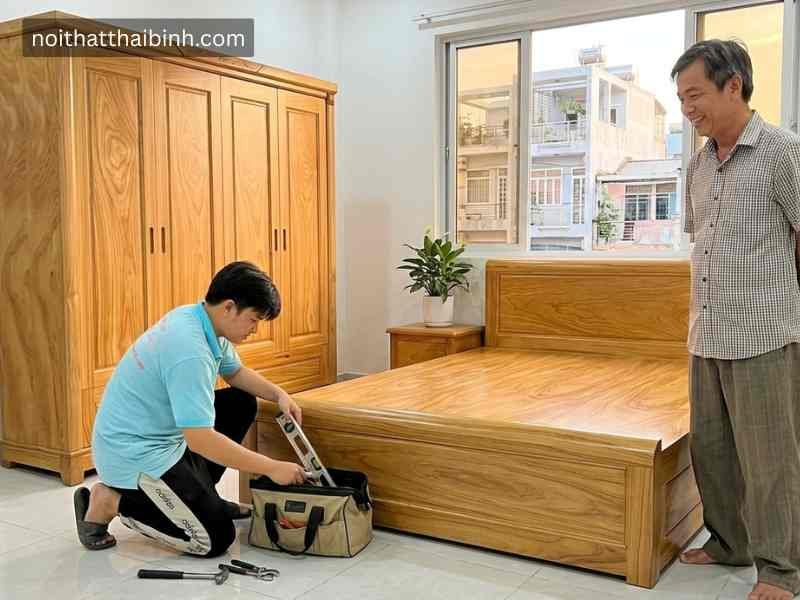 Bộ phòng ngủ gỗ tự nhiên vân gõ đỏ Bộ phòng ngủ gỗ tự nhiên vân gõ đỏ