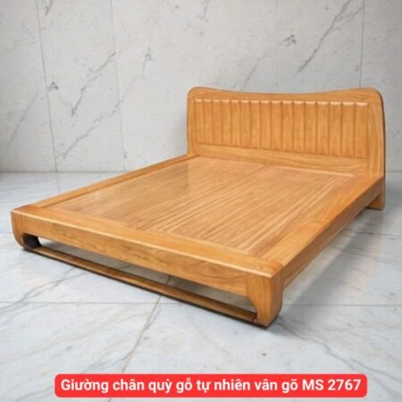 Giường chân quỳ gỗ tự nhiên vân gõ MS 2767
