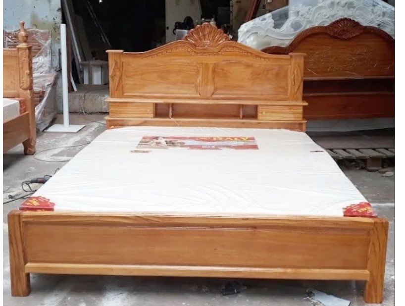 Giường ngủ gỗ gõ đỏ 1m6 MS 2638 8 Giường ngủ gỗ gõ đỏ 1m6 khung chắc chắn vân gỗ đẹp