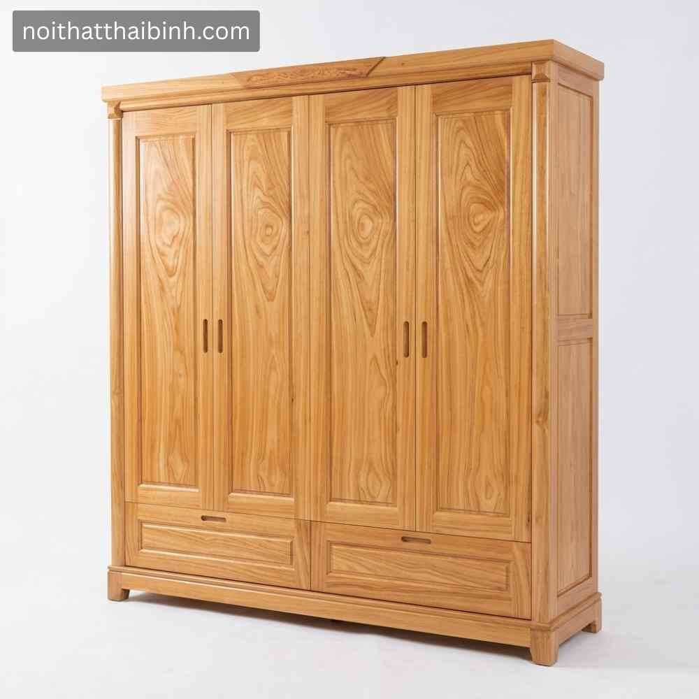 Bộ phòng ngủ gỗ tự nhiên vân gõ đỏ Tủ quần áo gỗ tự nhiên vân gõ