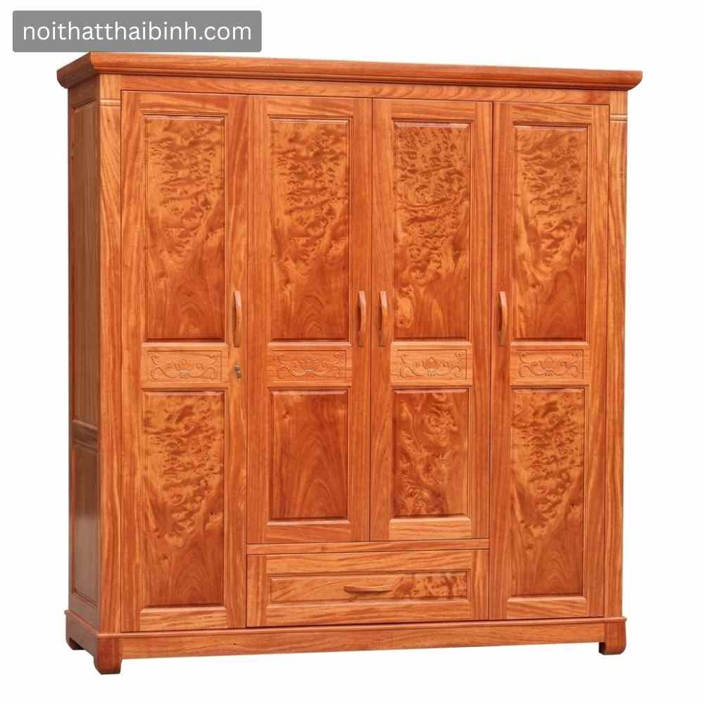 Bộ phòng ngủ gỗ tự nhiên vân Đinh Hương Tủ quần áo phòng ngủ gỗ tự nhiên vân Đinh Hương
