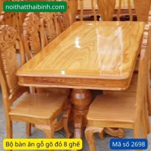 Bộ bàn ăn gỗ gõ đỏ 8 ghế MS 2698 Bộ bàn ăn gỗ gõ đỏ 8 ghế MS 2698