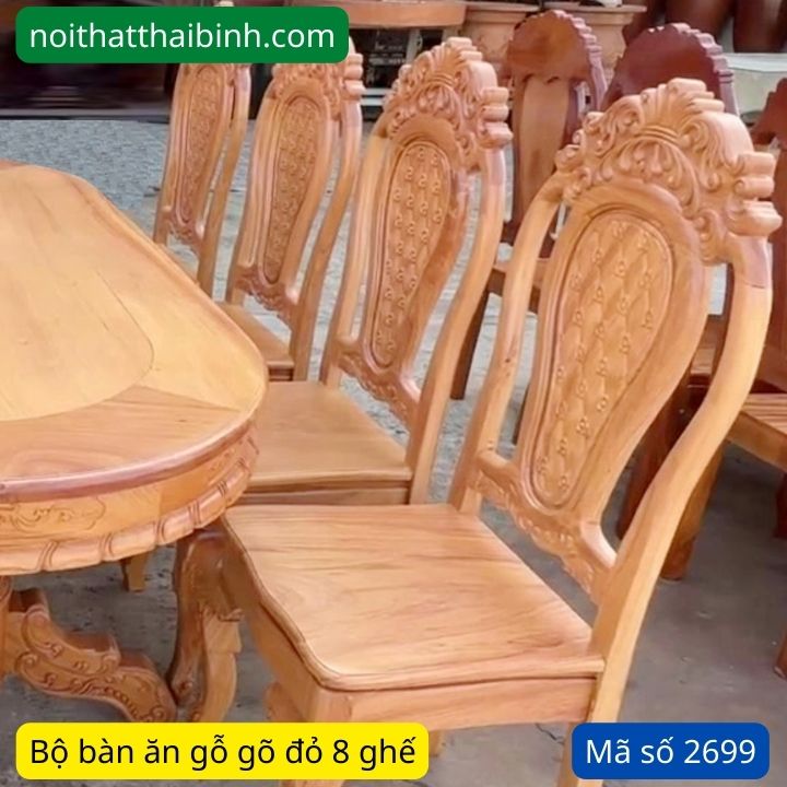 Bộ bàn ăn gỗ gõ đỏ 8 ghế