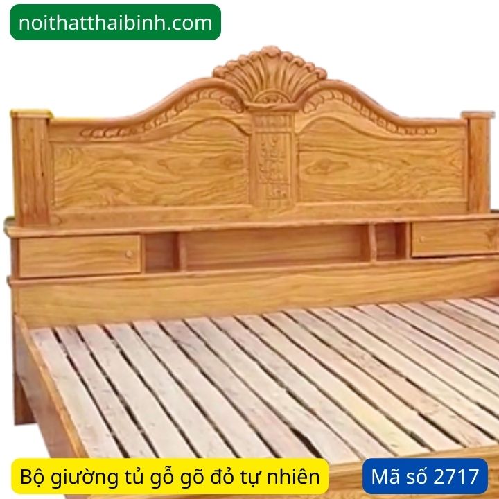 Giường ngủ gỗ gõ đỏ 1m8