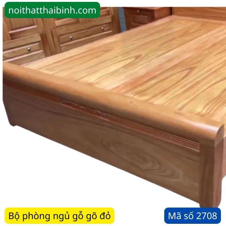 Kích thước bộ phòng ngủ gỗ gõ đỏ hiện đại