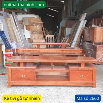 Kệ tivi gỗ tự nhiên vân hương đá MS 2660