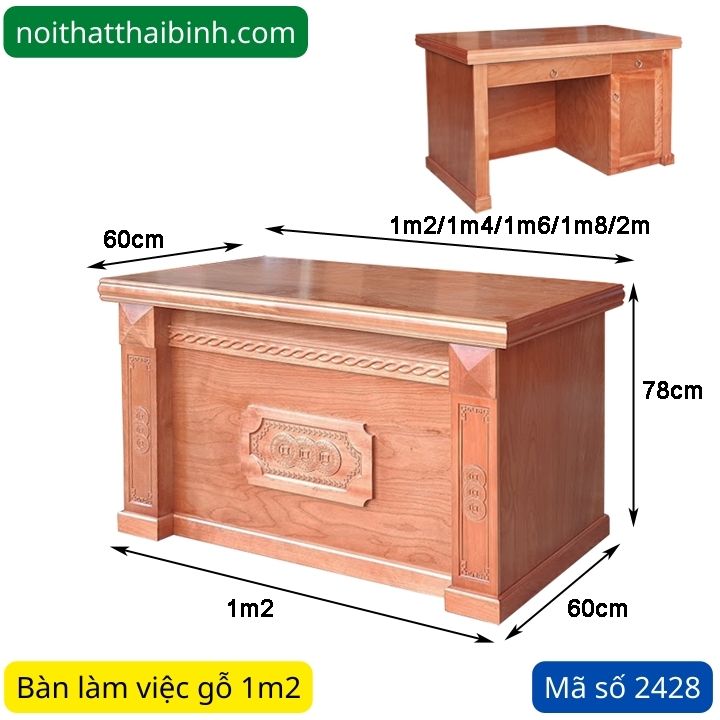 Kích thước bàn làm việc gỗ 1m2