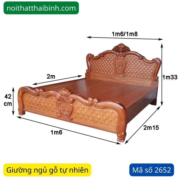 Kích thước giường ngủ gỗ tự nhiên 1m8