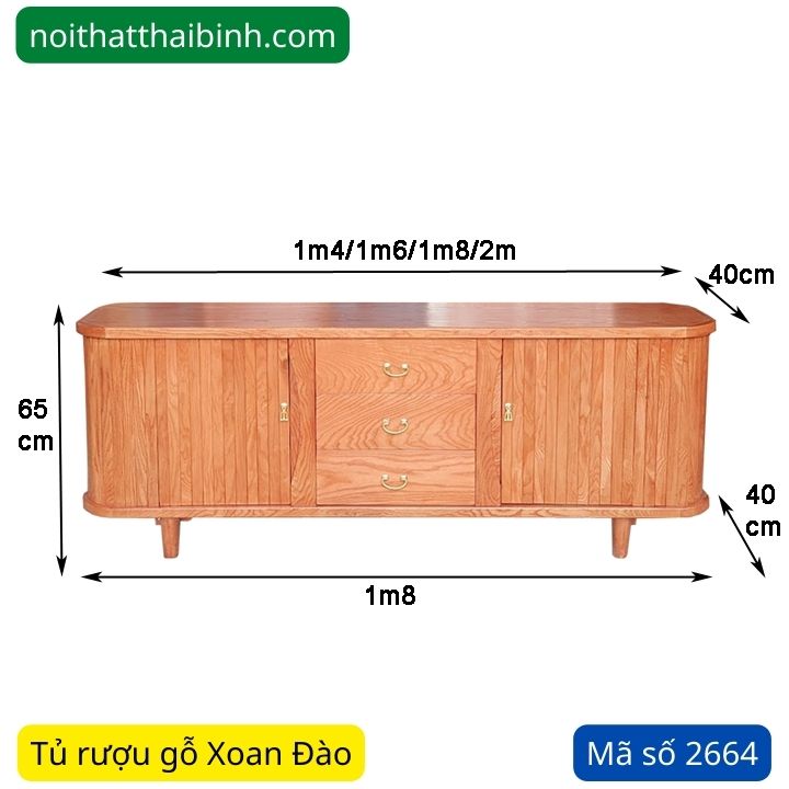 Kích thước tủ kệ tivi gỗ Xoan Đào 1m8