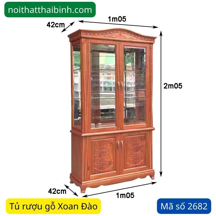 Kích thước tủ rượu gỗ xoan đào