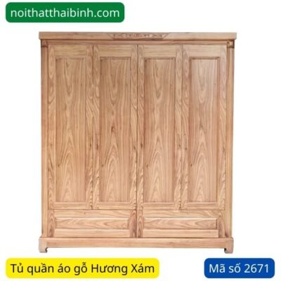 Tủ quần áo gỗ Hương Xám 4 cánh