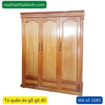 Tủ quần áo gỗ gõ đỏ 3 cánh