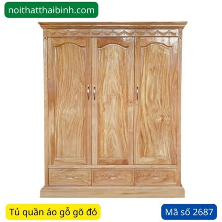 Tủ áo gỗ gõ đỏ đẹp