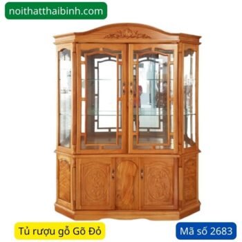 Tủ rượu gỗ gõ đỏ đẹp 1m6