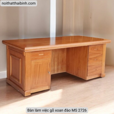 Bàn làm việc gỗ xoan đào MS 2726 Bàn làm việc gỗ xoan đào MS 2726