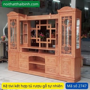 Kệ tivi gỗ kết hợp tủ trang trí