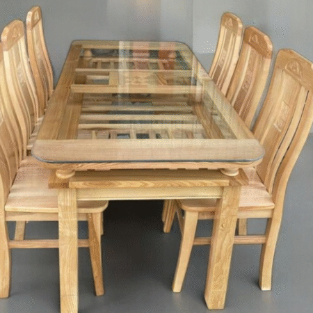 Bộ bàn ăn 6 ghế gỗ tự nhiên