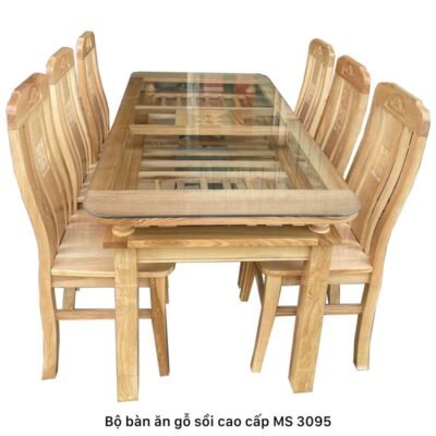 Bộ bàn ăn 6 ghế gỗ tự nhiên MS 3095 Bộ bàn ăn 6 ghế gỗ tự nhiên