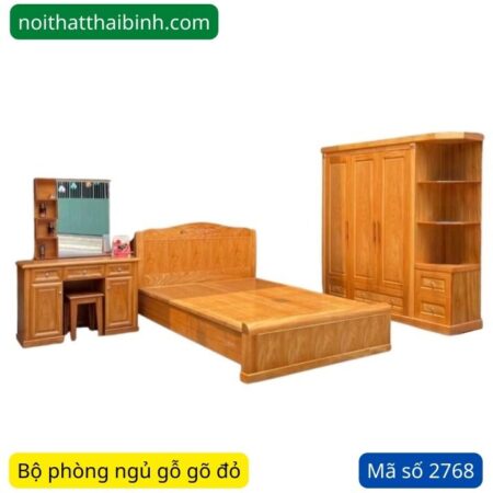 Bộ phòng ngủ gỗ gõ đỏ hiện đại
