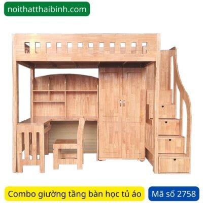 Combo Giường tầng bàn học tủ áo