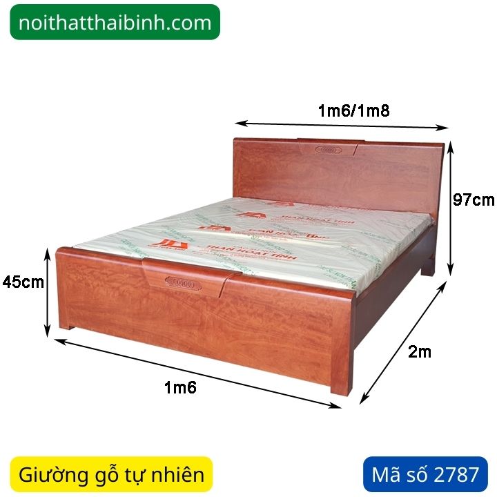 Kích thước giường ngủ làm từ gỗ tự nhiên