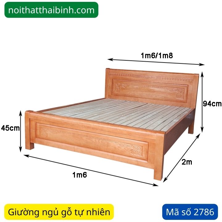 Kích thước giường gỗ xoan đào tự nhiên