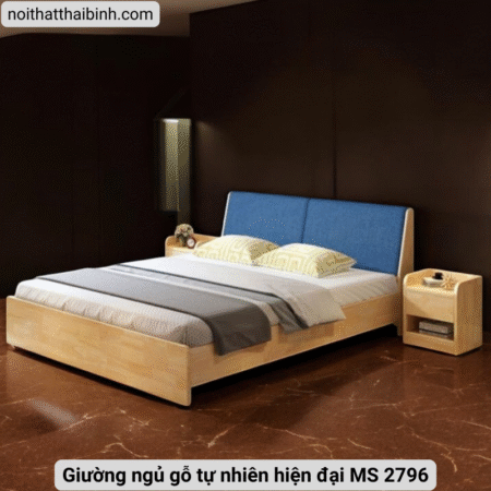 Giường ngủ gỗ tự nhiên hiện đại MS 2796 6 Giường ngủ gỗ tự nhiên hiện đại MS 2796