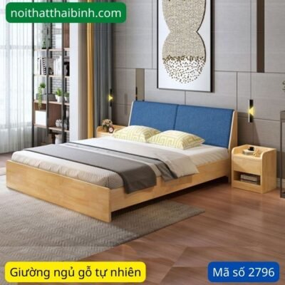 Giường ngủ gỗ tự nhiên hiện đại