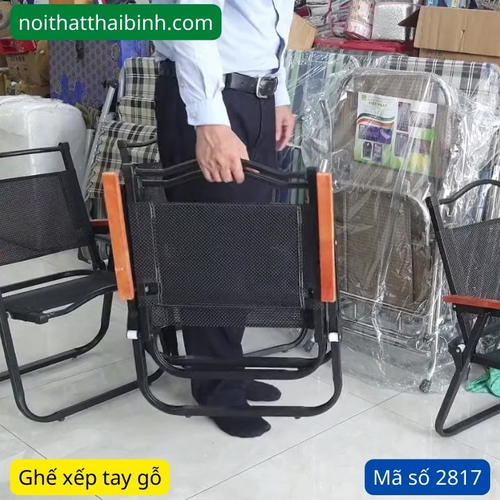 Ghế xếp tay gỗ dã ngoại