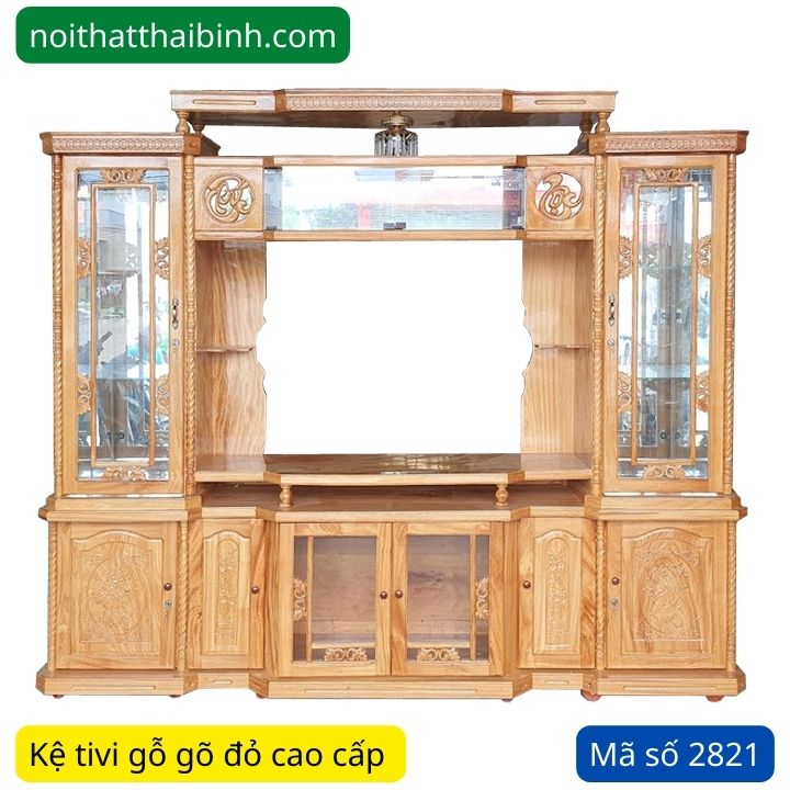 Nơi bán kệ tivi kết hợp tủ rượu gỗ gõ đỏ