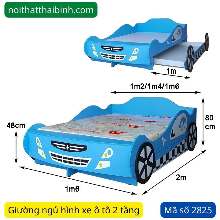 Kích thước giường ngủ hình xe ô tô 2 tầng