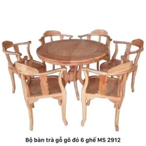 Bộ bàn trà gỗ gõ đỏ 6 ghế MS 2912