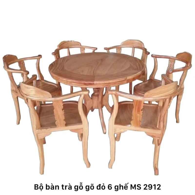 Bộ bàn trà gỗ gõ đỏ 6 ghế MS 2912 Bộ bàn trà gỗ gõ đỏ 6 ghế MS 2912