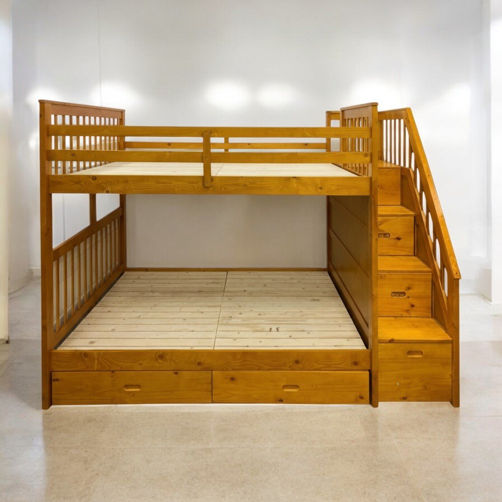 Giường tầng gỗ tự nhiên MS 2886 7 Giường tầng gỗ tự nhiên cho bé thiết kế chắc chắn an toàn