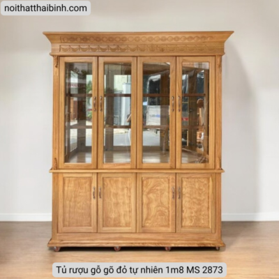 Tủ rượu gỗ gõ đỏ tự nhiên 1m8