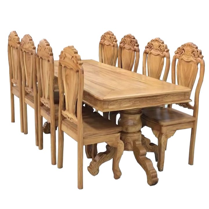 Bộ Bàn Ăn Gỗ Gõ Đỏ Tự Nhiên 8 Ghế MS 2911