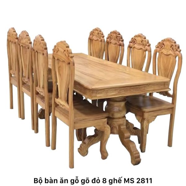 Bộ bàn ăn gỗ gõ đỏ tự nhiên 8