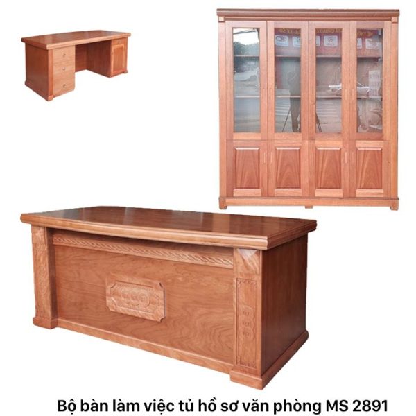 Bộ bàn làm việc tủ tài liệu gỗ tự nhiên