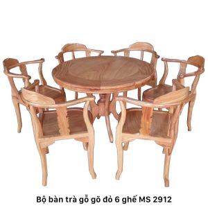 Bộ bàn trà gỗ gõ đỏ 6 ghế