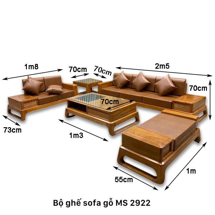 Kích thước bộ ghế sofa gỗ