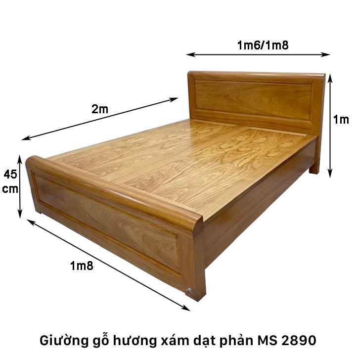 Kích thước giường ngủ gỗ hương xám dạt phản