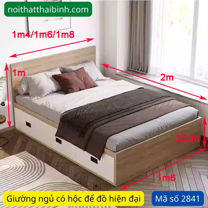 Kích thước giường ngủ có hộc để đồ