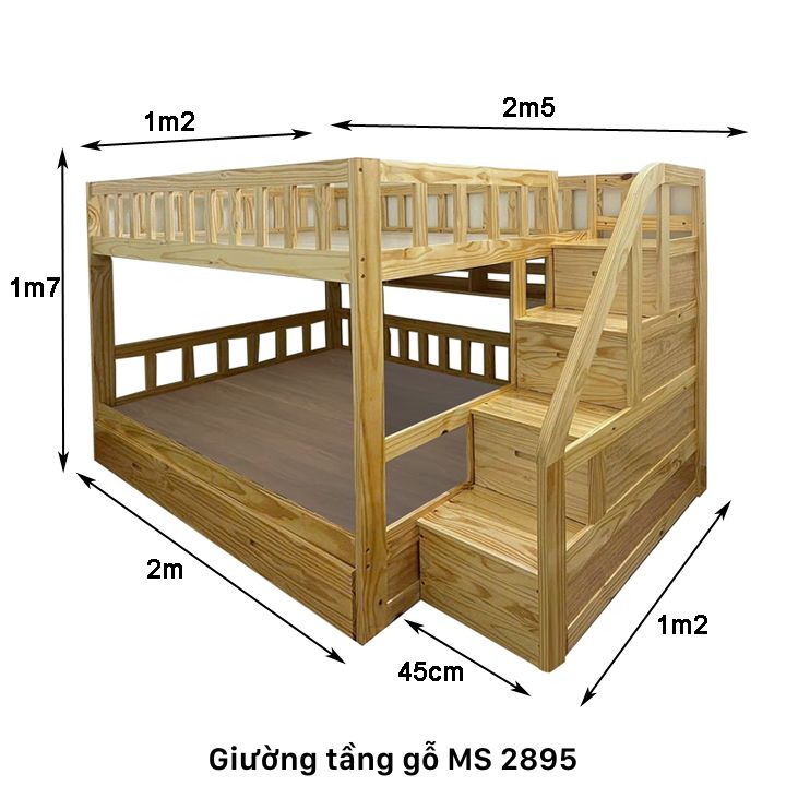 Kích thước giường gỗ 2 tầng