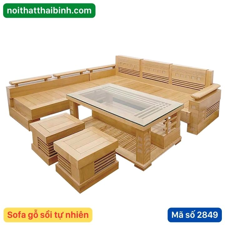 Sofa góc gỗ sồi tự nhiên