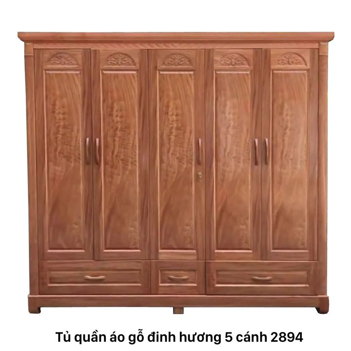 Tủ Quần áo Gỗ Đinh Hương mẫu 5 cánh