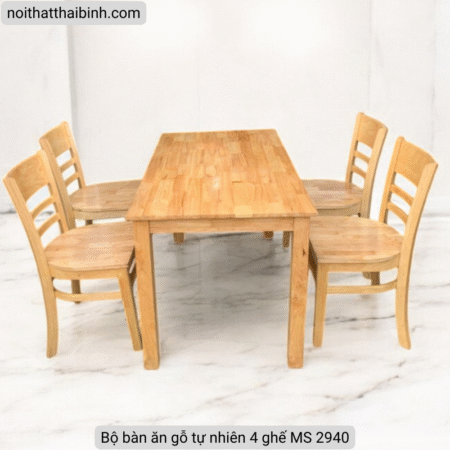 Bộ bàn ăn gỗ tự nhiên 4 ghế MS 2940 9 Bộ bàn ăn gỗ tự nhiên 4 ghế MS 2940