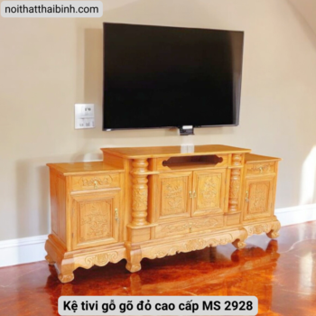 Kệ tivi gỗ gõ đỏ cao cấp MS 2928 Kệ tivi gỗ gõ đỏ cao cấp MS 2928